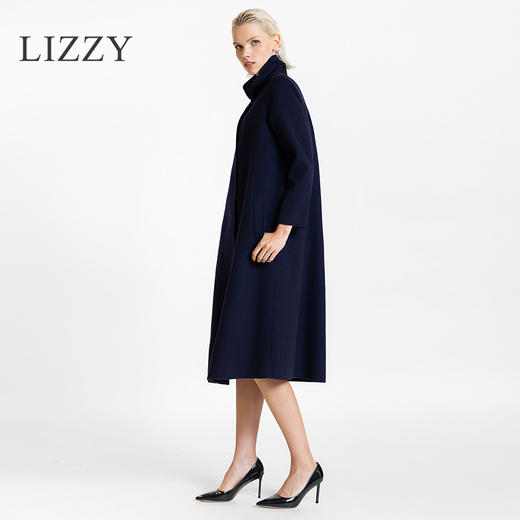 LIZZY 秋冬欧式复古双面羊毛立领宽松廓形长款大衣外套7224 商品图2