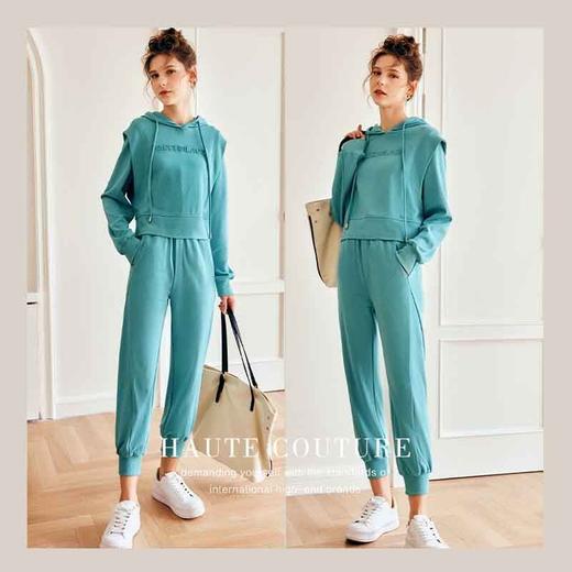 OLrain欧芮儿法式薄荷绿时尚套装女秋季2022新款卫衣运动服两件套 商品图3