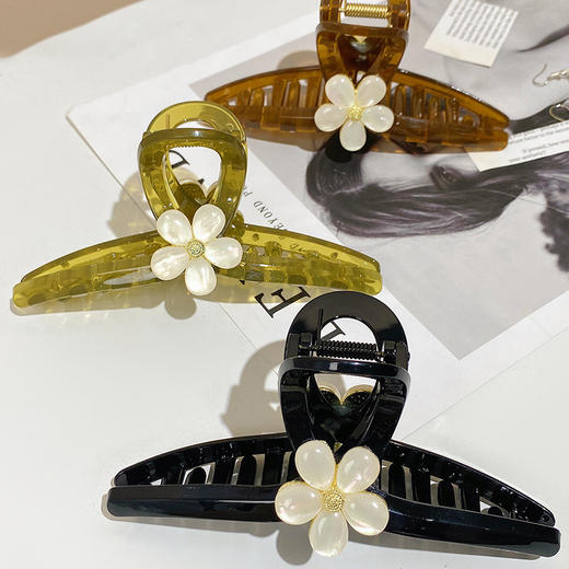 LBE-dz655-7花朵抓夹女大号后脑勺盘发发夹感鲨鱼夹韩国优雅夹子头饰 商品图3