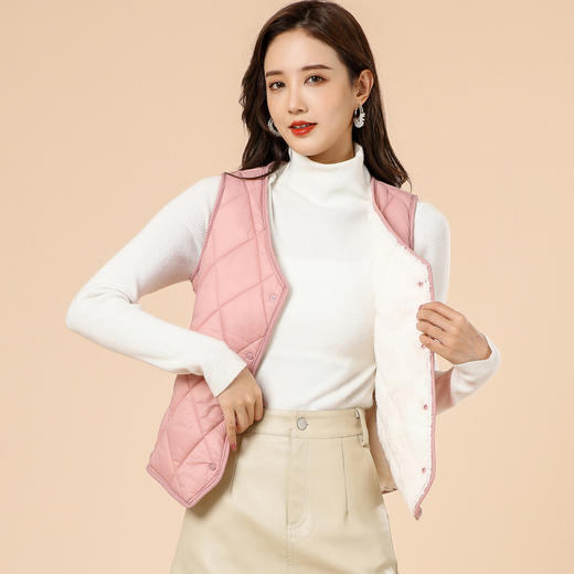 SX-8021秋冬短款加绒马甲内胆保暖家居舒适简约女款马甲8021 商品图1