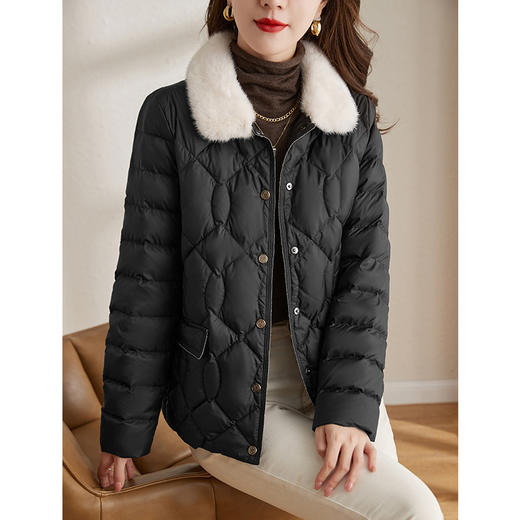 ZS-8293冬季新款大码羽绒服女气质水貂毛领小个子短款白鸭绒外套保暖 商品图3