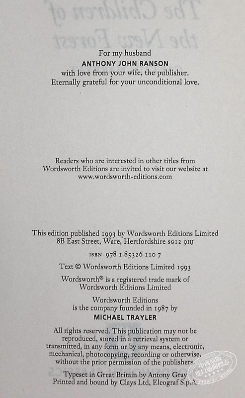 【中商原版】新森林的孩子们 英文原版 Wordswotrth: The Children of the New Forest 儿童图书 Frederick Marryat 商品图4