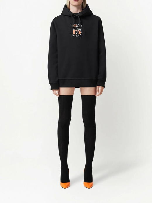 秋冬女款 虎纹绒格纹刺绣TB 连帽套头卫衣 Z-9808 商品图4