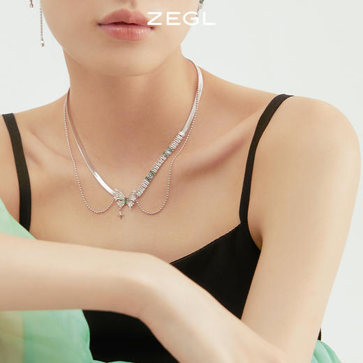 ZEGL设计师晶蝶愈心系列蝴蝶叠戴项链女轻奢小众设计师锁骨链配饰 商品图6
