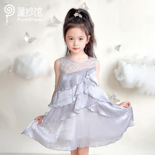 pureshare 女童连衣裙新款蓬蓬纱可爱气质宝宝礼服裙子生日-奶油花 商品图2
