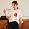 欧芮儿白色T恤女春季2022新款宽松显瘦洋气爱心刺绣短袖休闲上衣 商品缩略图3