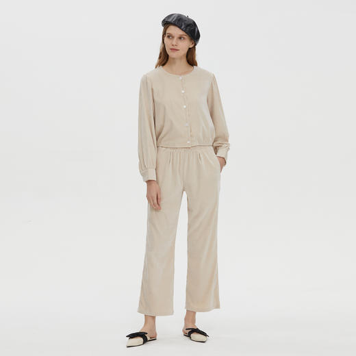 舒适别致 BLEO 圆领开襟贝壳扣长袖家居服套装 商品图2