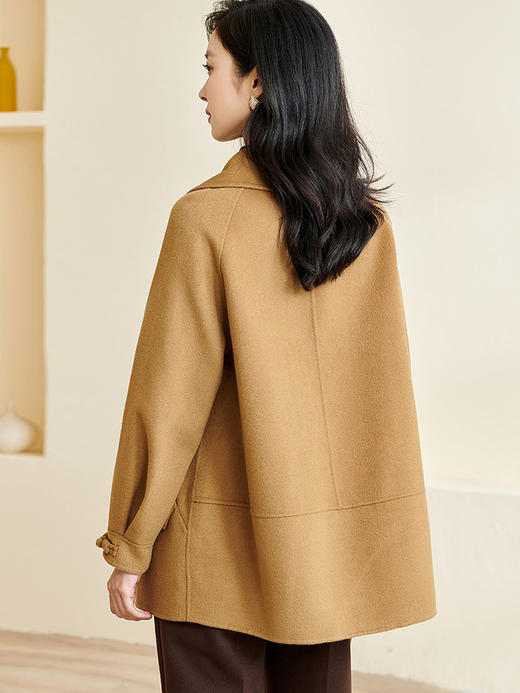 剩S/M/XL/XXL 米思阳2025冬季新款复古气质小个子100%羊毛大衣盘扣毛呢外套女厚3756 商品图5