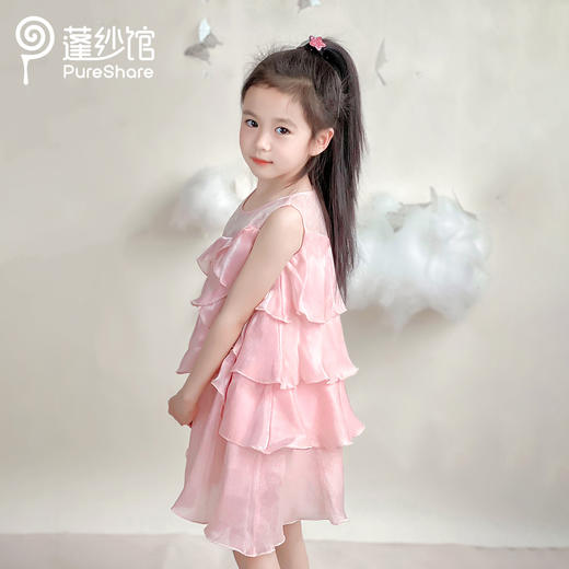 pureshare 女童连衣裙新款蓬蓬纱可爱气质宝宝礼服裙子生日-奶油花 商品图4