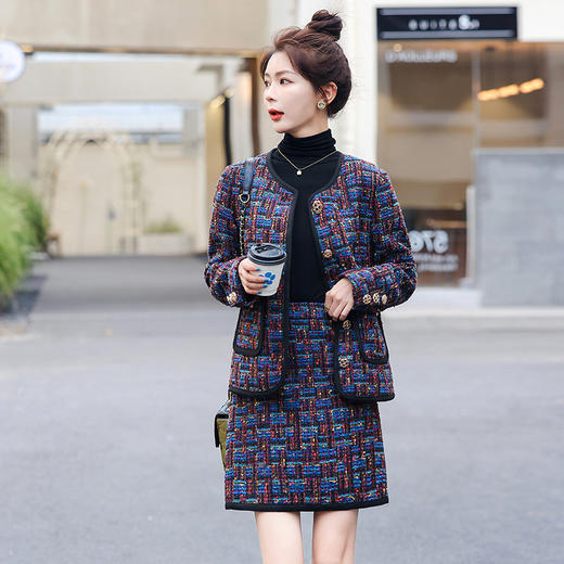 法式名媛小香风小洋装套装秋冬季洋气减龄短外套半身裙两件套HR-WH5919 商品图2