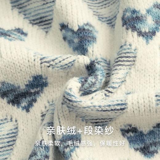 OLrain欧芮儿法式v领毛衣外套女春季2025新款复古爱心提花针织衫 商品图2