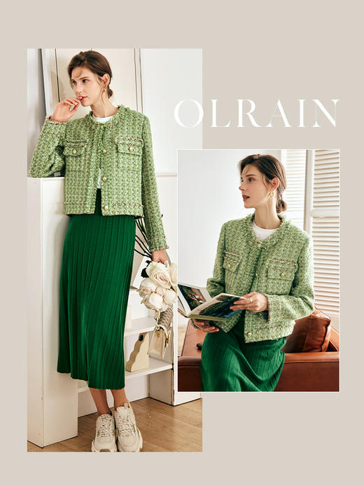 OLrain欧芮儿法式小香风毛呢短外套女秋季2022新款气质名媛风上衣 商品图0