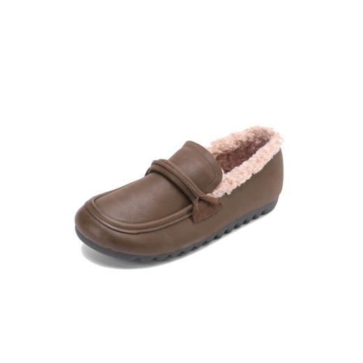 西村名物22年秋冬新款加绒保暖棉鞋豆豆鞋37911 商品图3