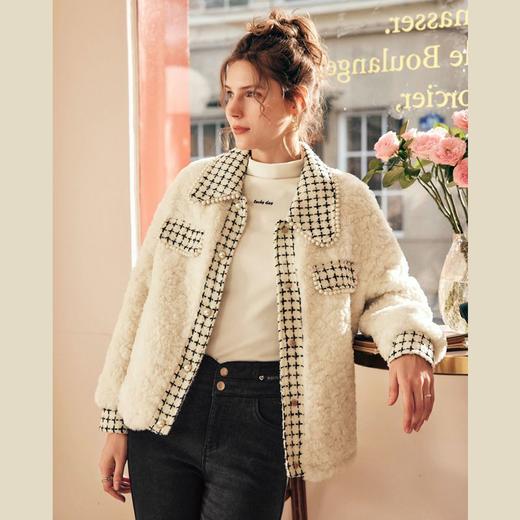 OLrain欧芮儿法式小香风毛呢外套女春2025新款皮毛一体毛绒大衣 商品图0