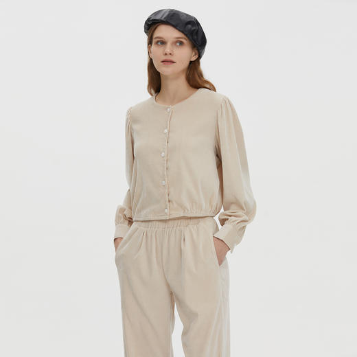 舒适别致 BLEO 圆领开襟贝壳扣长袖家居服套装 商品图6