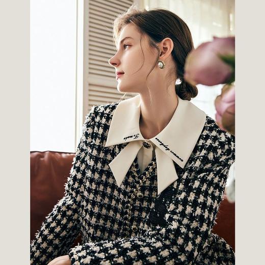 OLrain欧芮儿法式千鸟格短外套女深秋2022年新款小香风粗花呢上衣 商品图3