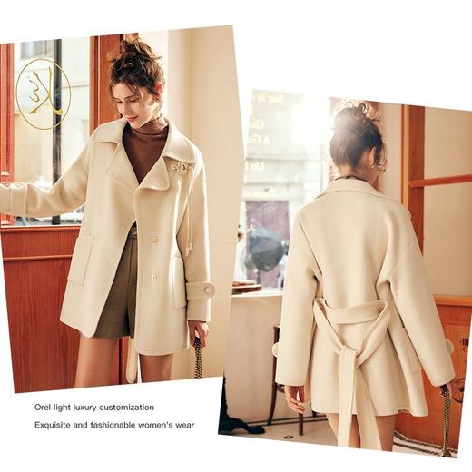 OLrain欧芮儿法式中长款双面毛呢外套女春2025新款两穿加厚大衣 商品图0