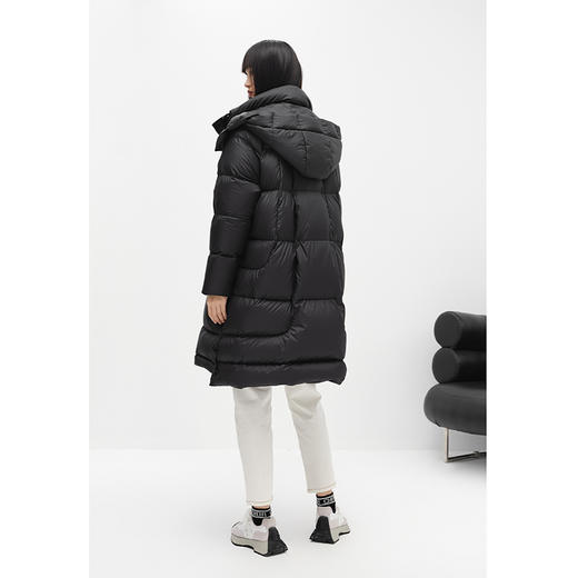 NEELLY纳俪商场同款冬季新款羽绒服女中长款连帽可脱卸廓形外套N22103L01084 商品图4