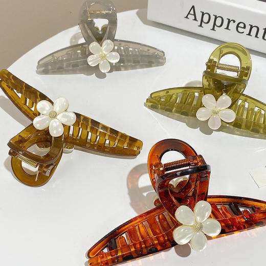 LBE-dz655-7花朵抓夹女大号后脑勺盘发发夹感鲨鱼夹韩国优雅夹子头饰 商品图2