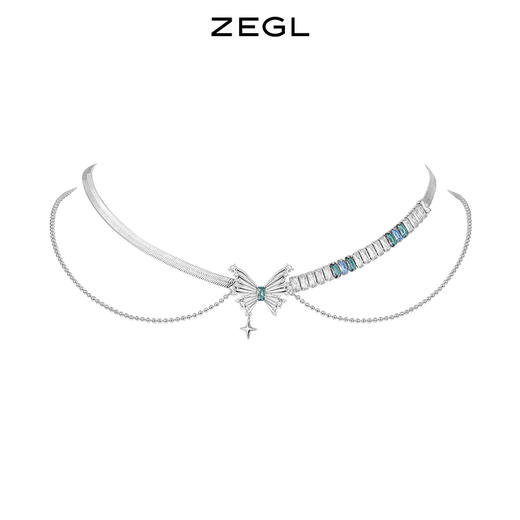 ZEGL设计师晶蝶愈心系列蝴蝶叠戴项链女轻奢小众设计师锁骨链配饰 商品图0