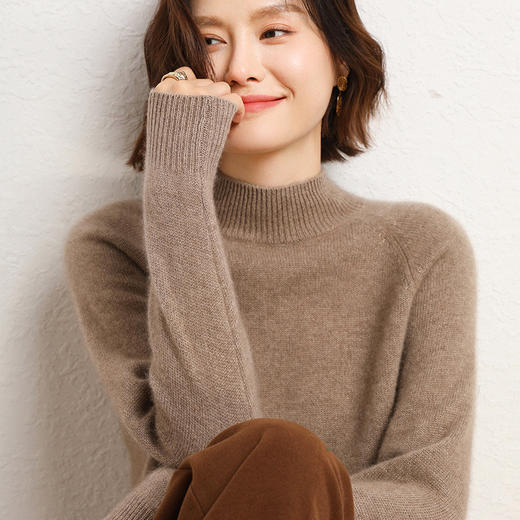 QHJY-JYBG22098女式羊毛衫纯色半高领打底衫毛衣加厚宽松套头羊毛针织衫冬季新款 商品图1
