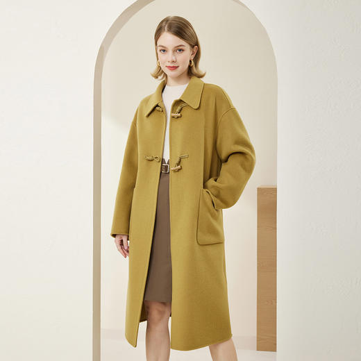 MH9L7斯尔丽瑟俪2022年冬上新商场同款女神范挺括廓形精致牛角扣大衣 商品图0
