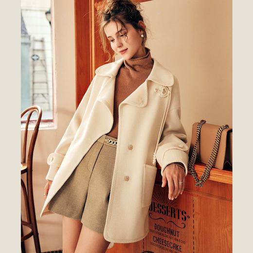 OLrain欧芮儿法式中长款双面毛呢外套女春2025新款两穿加厚大衣 商品图1