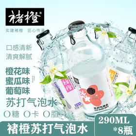 褚橙 橙花味蜜瓜味葡萄味苏打气泡水0糖0脂0卡290ml*8瓶装整箱