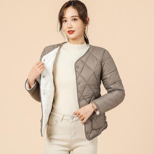 SX-8208保暖加绒加厚一体绒内胆袖子带毛拼袖长袖女款8208 商品图0