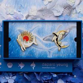 daparo yeung达普罗大翅鲸鲸鱼胸针女男夜光情侣百搭小众领针