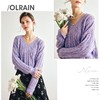 OLrain欧芮儿法式紫色毛衣女秋季2022新款复古v领马海毛麻花上衣 商品缩略图1