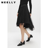 NEELLY纳俪商场同款高腰不规则半身裙女网纱拼接A字裙中长款时尚N22103E01089 商品缩略图2