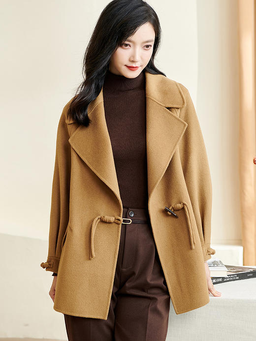 剩S/M/XL/XXL 米思阳2025冬季新款复古气质小个子100%羊毛大衣盘扣毛呢外套女厚3756 商品图4