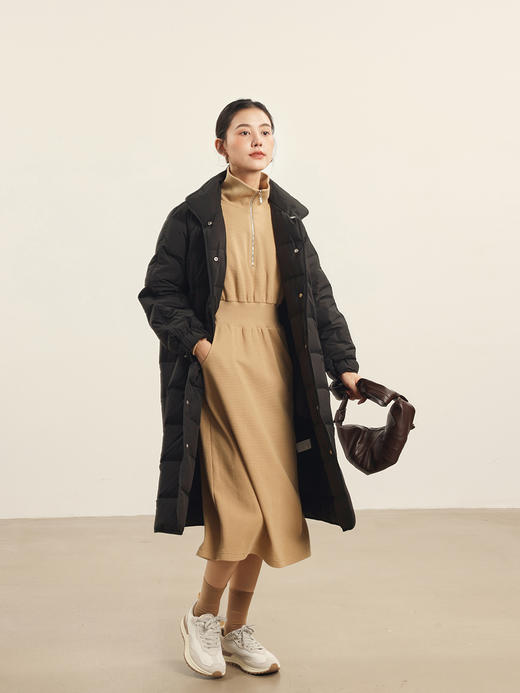 HeyDress钻石纹连衣裙女秋季复古polo领收腰显瘦休闲运动风裙子 商品图2