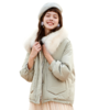 @欧芮儿2019冬季羽绒服女短款连帽带毛领米白色白鸭绒 商品缩略图3