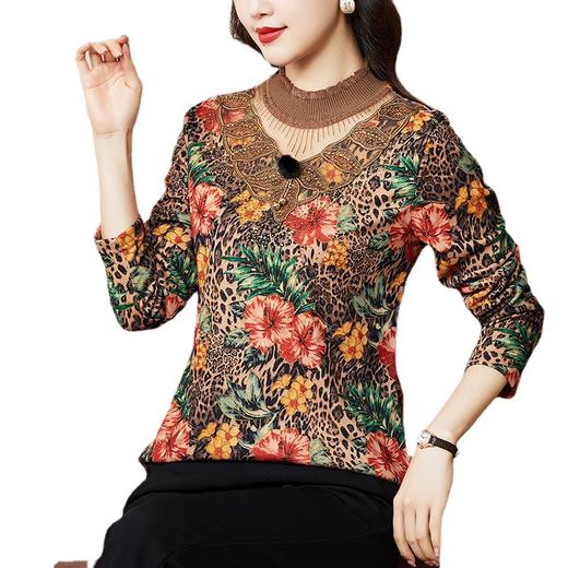 AHMyshy2133 加绒打底衫女装2022秋季新款半高领大码上衣长袖时尚修身洋气小衫 商品图4