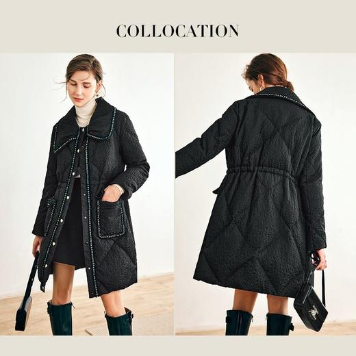 OLrain欧芮儿法式黑色小香风羽绒服女春2025新款中长款加厚外套 商品图2