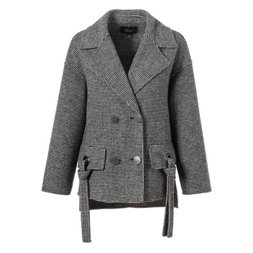 欧芮儿女装2019冬新款翻领格子大衣长袖羊毛双面呢毛呢外套 商品图3