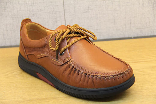 豪行秋季新款20308658豆豆鞋系带牛皮防滑软底真皮女鞋透气妈妈鞋 商品图1