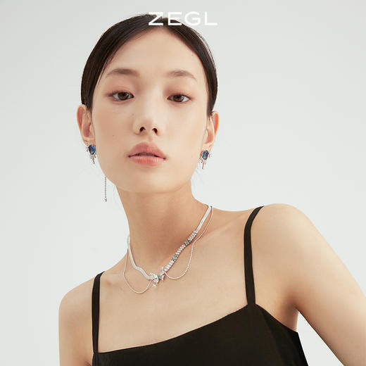 ZEGL设计师晶蝶愈心系列蝴蝶叠戴项链女轻奢小众设计师锁骨链配饰 商品图5