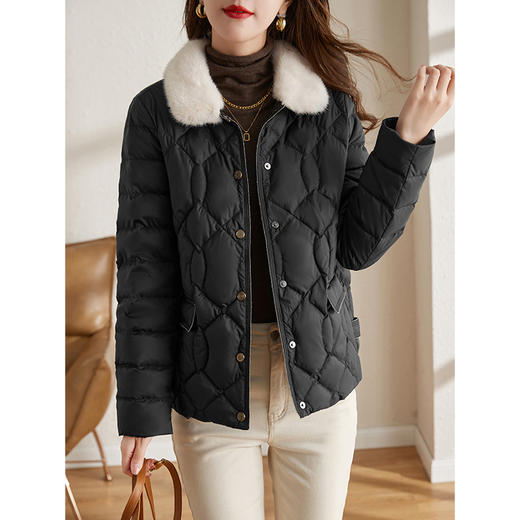 ZS-8293冬季新款大码羽绒服女气质水貂毛领小个子短款白鸭绒外套保暖 商品图2