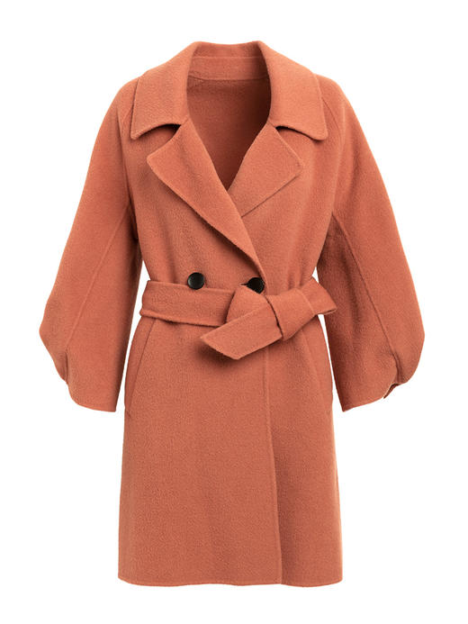 欧芮儿双面呢中长款毛呢外套女2021冬季新款英伦风西装领呢子大衣 商品图3