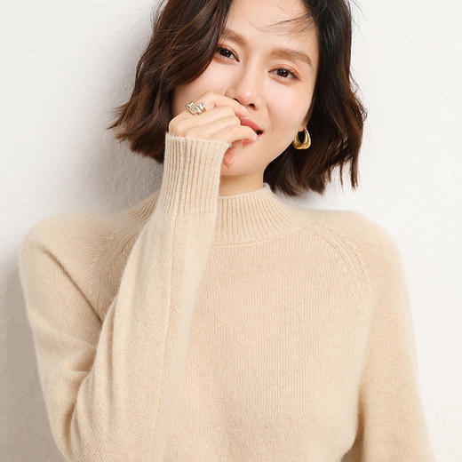 QHJY-JYBG22098女式羊毛衫纯色半高领打底衫毛衣加厚宽松套头羊毛针织衫冬季新款 商品图6