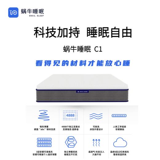 蜗牛睡眠床垫C1-卷包软硬两用独立弹簧可拆洗家用床垫 商品图0
