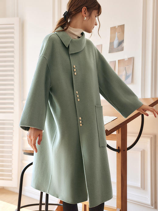 欧芮儿双面毛呢外套女冬季新款2021宽松显瘦百搭气质过膝羊毛大衣 商品图2