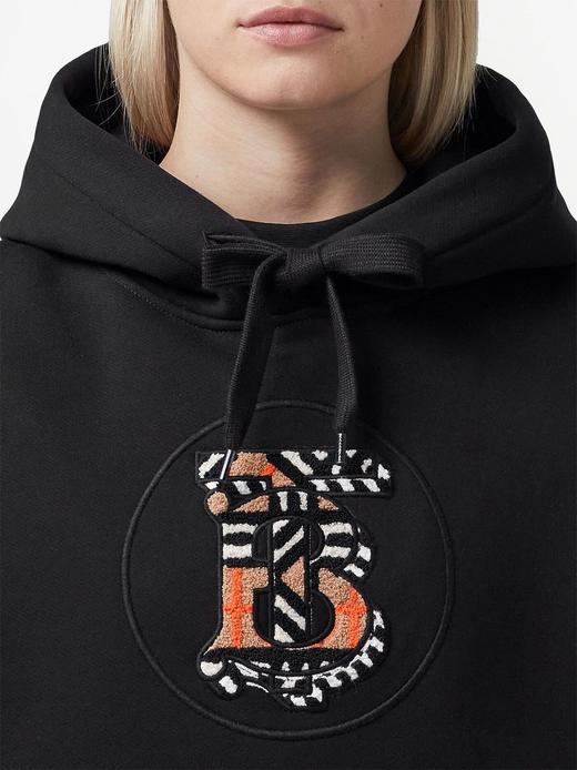 秋冬女款 虎纹绒格纹刺绣TB 连帽套头卫衣 Z-9808 商品图3