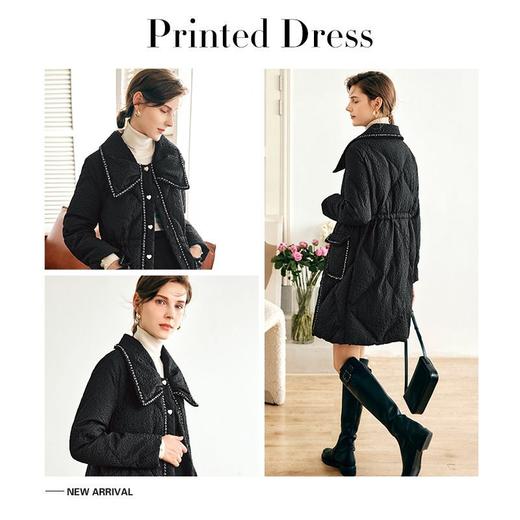 OLrain欧芮儿法式黑色小香风羽绒服女春2025新款中长款加厚外套 商品图4