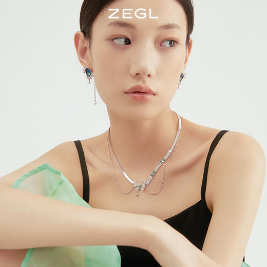 ZEGL设计师晶蝶愈心系列蝴蝶叠戴项链女轻奢小众设计师锁骨链配饰 商品图4