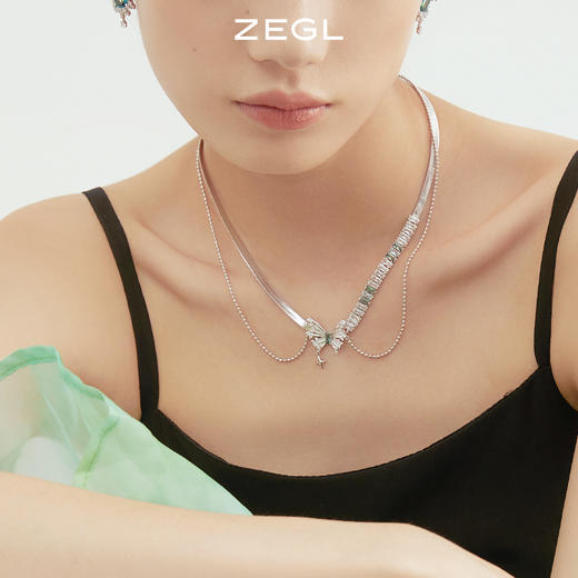 ZEGL设计师晶蝶愈心系列蝴蝶叠戴项链女轻奢小众设计师锁骨链配饰 商品图3