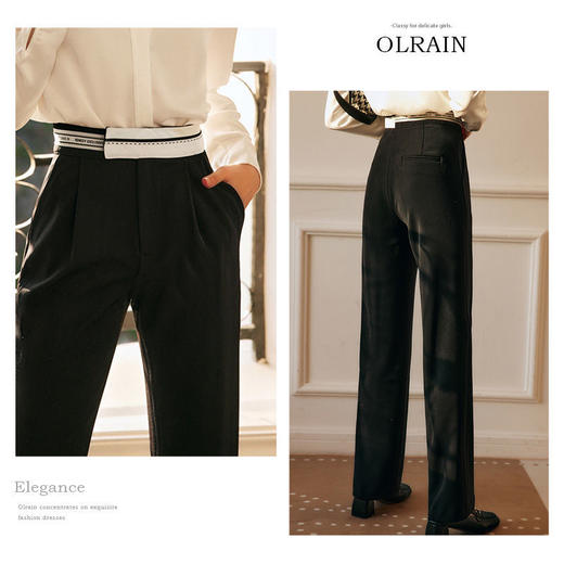 欧芮儿西装休闲裤女春季2022年新款高腰显瘦时尚气质设计感阔腿裤 商品图6
